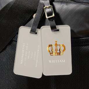 Elegante Taupe Beige Imitate Gold Crown Gepäckanhänger