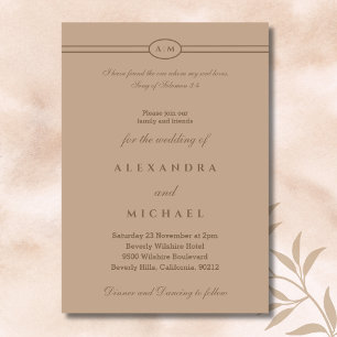 Elegante Taupe Bibelvers christliche Hochzeit Einladung