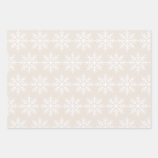 Elegante Taupe Cream Rote Rentiere Snowflake Geschenkpapier Set (Vorderseite 3)