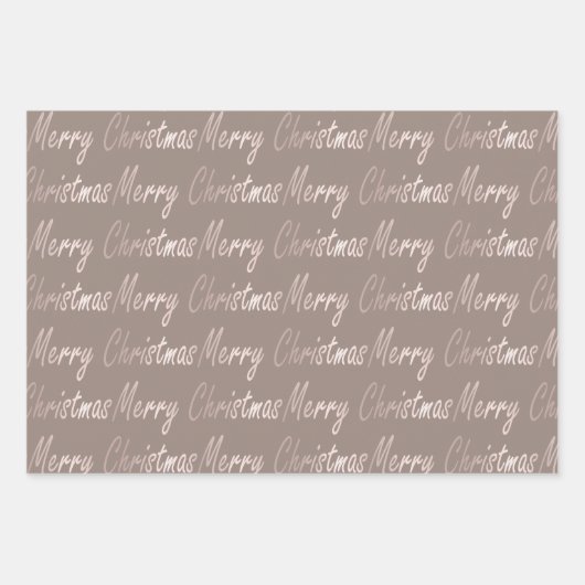 Elegante Taupe Cream Rote Rentiere Snowflake Geschenkpapier Set (Vorderseite 2)