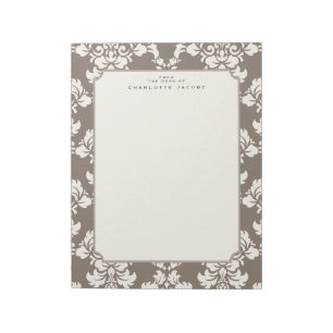 Elegante Taupe Damask Letter Size Stationery Pad Notizblock