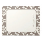 Elegante Taupe Damask Letter Size Stationery Pad Notizblock (Vorderseite)