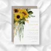 Elegante Taupe Floral Wedding Gold Folieneinladung
