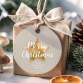 Elegante Taupe Gold Star Weihnachten Geschenkanhänger