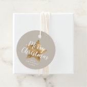 Elegante Taupe Gold Star Weihnachten Geschenkanhänger (Beispiel)