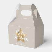 Elegante Taupe Gold Star Weihnachten Geschenkschachtel (Rückseite)