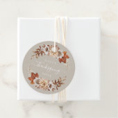 Elegante Taupe Herbstlaubs Erntedank Geschenkanhänger (Beispiel)