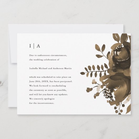 Elegante Taupe Hochzeit Ankündigung (Vorderseite)