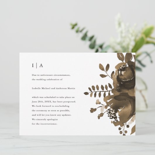 Elegante Taupe Hochzeit Ankündigung (Stehend Vorderseite)