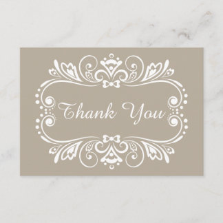 Elegante Taupe-Hochzeit danken Ihnen Dankeskarte