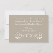 Elegante Taupe-Hochzeit danken Ihnen Dankeskarte (Rückseite)