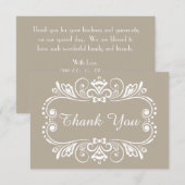 Elegante Taupe-Hochzeit danken Ihnen Dankeskarte (Vorne/Hinten)