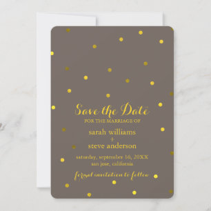 Elegante Taupe Imitate Gold Foil Punkte Save the D Date
