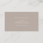 Elegante Taupe Minimalistische Berufliche Monogram Visitenkarte (Rückseite)