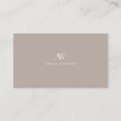Elegante Taupe Minimalistische Berufliche Monogram Visitenkarte (Vorderseite)