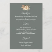 Elegante Taupe mit grüner Blütenhochzeit Menükarte (Rückseite)