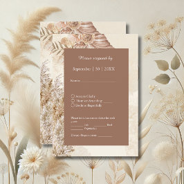Elegante Taupe Neutral Pampas Grass Wedding RSVP Karte