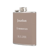 Elegante Taupe Personalisierter Trauzeuge Flask Flachmann (Links)