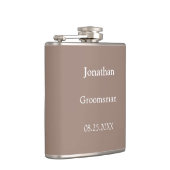 Elegante Taupe Personalisierter Trauzeuge Flask Flachmann (Rechts)