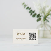 Elegante Taupe QR-Code-Logo-Vorlage Visitenkarte (Stehend Vorderseite)