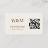 Elegante Taupe QR-Code-Logo-Vorlage Visitenkarte (Vorderseite)