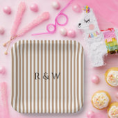 Elegante Taupe Stripes Summer Stripe Hochzeit Pappteller (Party)