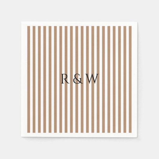 Elegante Taupe Stripes Summer Stripe Hochzeit Serviette (Vorderseite)