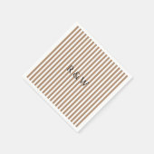 Elegante Taupe Stripes Summer Stripe Hochzeit Serviette (Ecke)