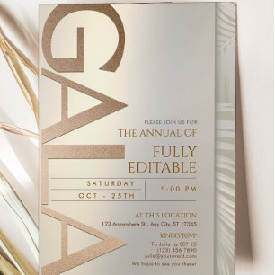 Elegante Taupe- und Roségold-Gala-Einladungskarte Einladung