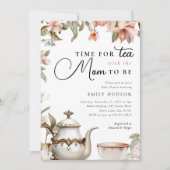 Elegante Tea Party Babydusche Einladung (Vorderseite)