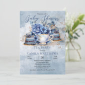 Elegante Teacup Babydusche Einladung (Stehend Vorderseite)