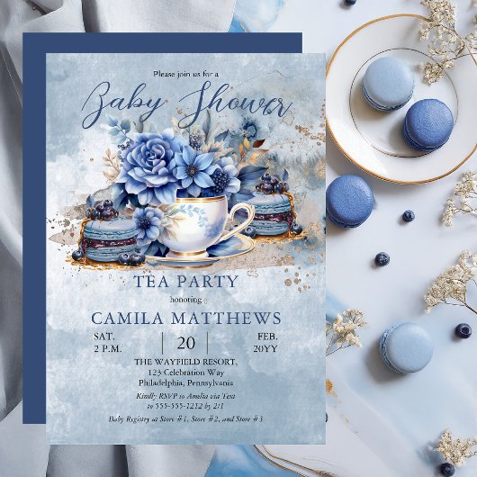 Elegante Teacup Babydusche Einladung