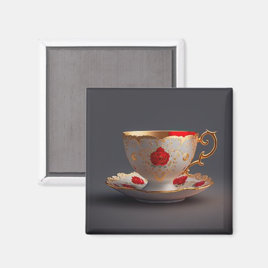 Elegante Teacup Magnet (Vorderseite/Rückseite)