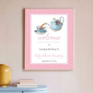 Elegante Teacups Baby Dusche Teezubereitung Party  Poster
