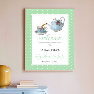 Elegante Teacups Baby Dusche Teezubereitung Party Poster