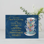 Elegante Teacups Brautparty Teatro Sociale Bellinz Folieneinladung (Stehend vorne)