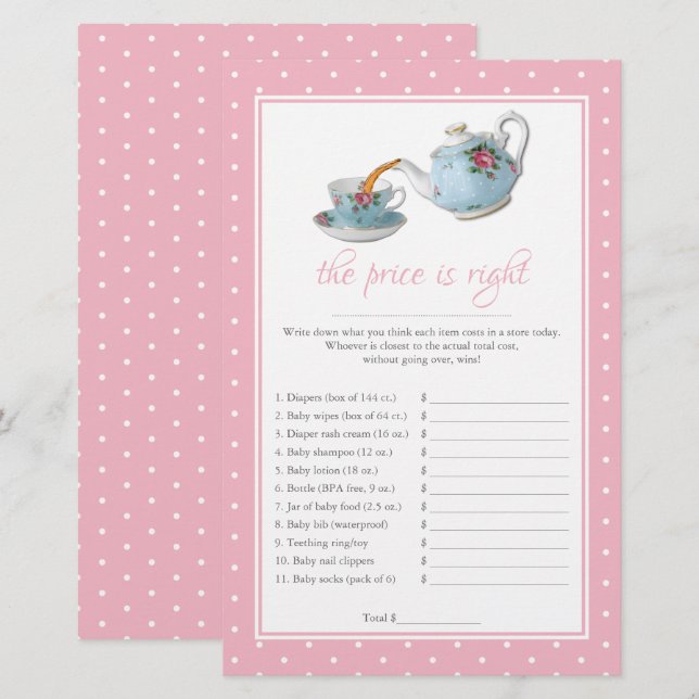 Elegante Teacups Kinderdusche Tee Party Spiel (Vorne/Hinten)