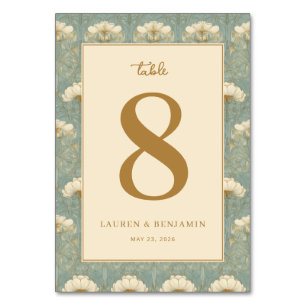 Elegante Teal-Blumen Acht Tischnummer