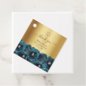 Elegante Teal Blumen Gold Bat Mizwa Danke Geschenkanhänger (Beispiel)