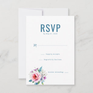 Elegante Teal Blumen RSVP Karte