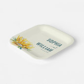 Elegante Teal-Blumenillustration Pappteller (Gewinkelt)