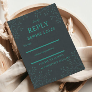 Elegante Teal Botanica RSVP Karte