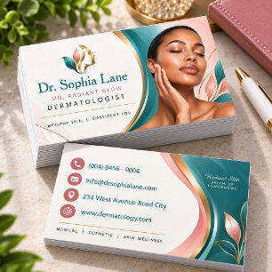 Elegante Teal-Dermatologe Hautpflege Visitenkarte