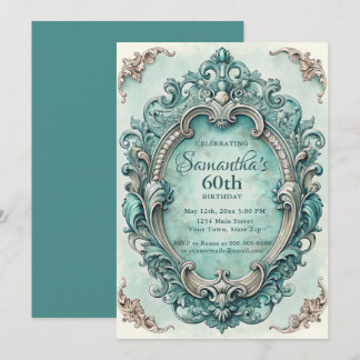 Elegante Teal-Einladung zum 60. Geburtstag Einladung