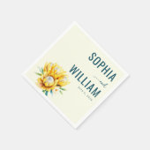 Elegante Teal Florale Protea Serviette (Ecke)