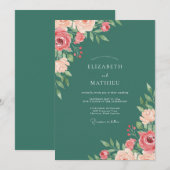 Elegante Teal-Frühlingshochzeit Einladung (Vorne/Hinten)