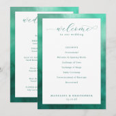 Elegante Teal-Hochzeitszeremonie Programm (Vorne/Hinten)