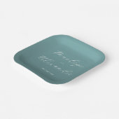 Elegante Teal-Kalligrafie Pappteller (Gewinkelt)