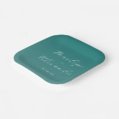 Elegante Teal-Kalligrafie Pappteller (Gewinkelt)