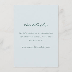 Elegante Teal-Kalligrafiedetails Begleitkarte